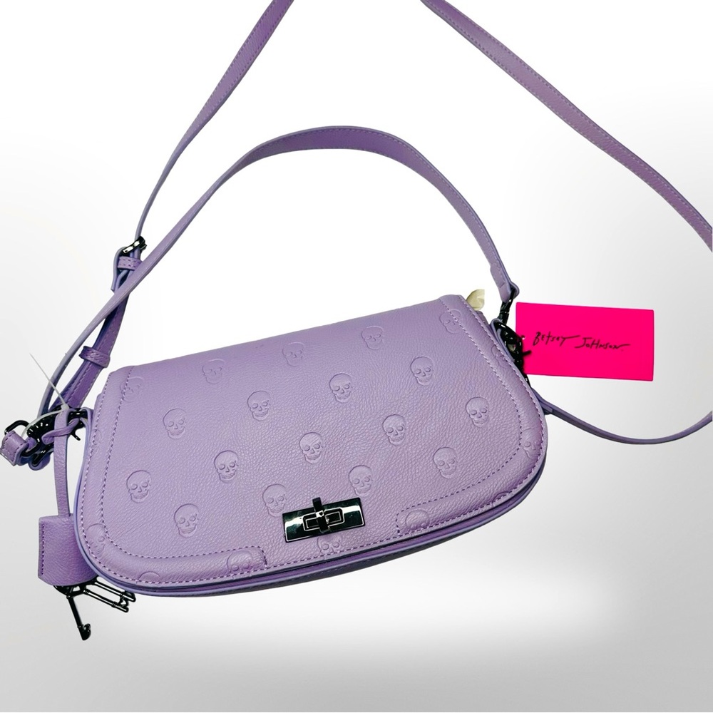 Betsey Johnson Purple Skull Embossed Shoulder Bag XOMarci